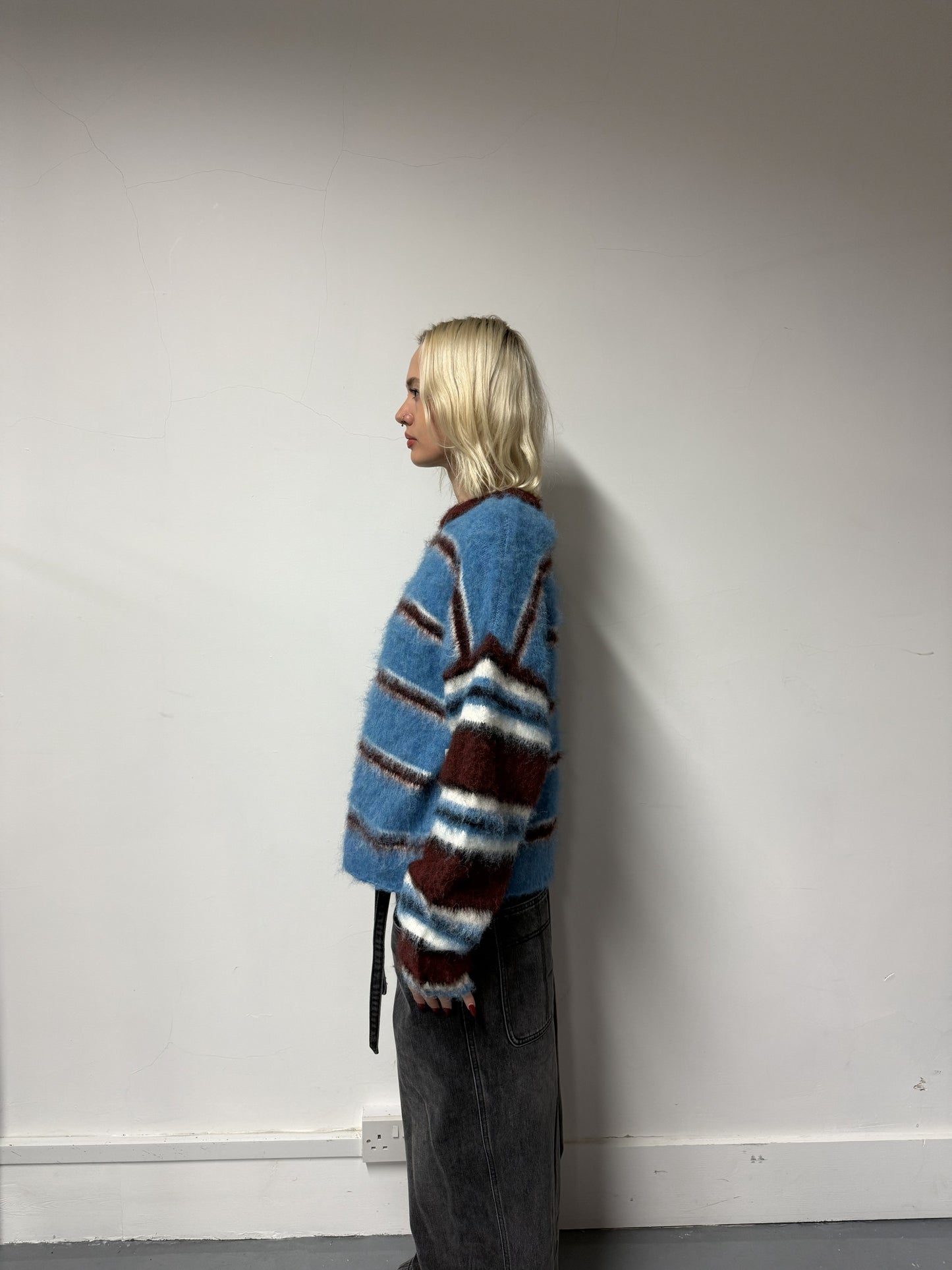 Blue & Burgundy Stripe Humbug Sweater by Ragged Priest