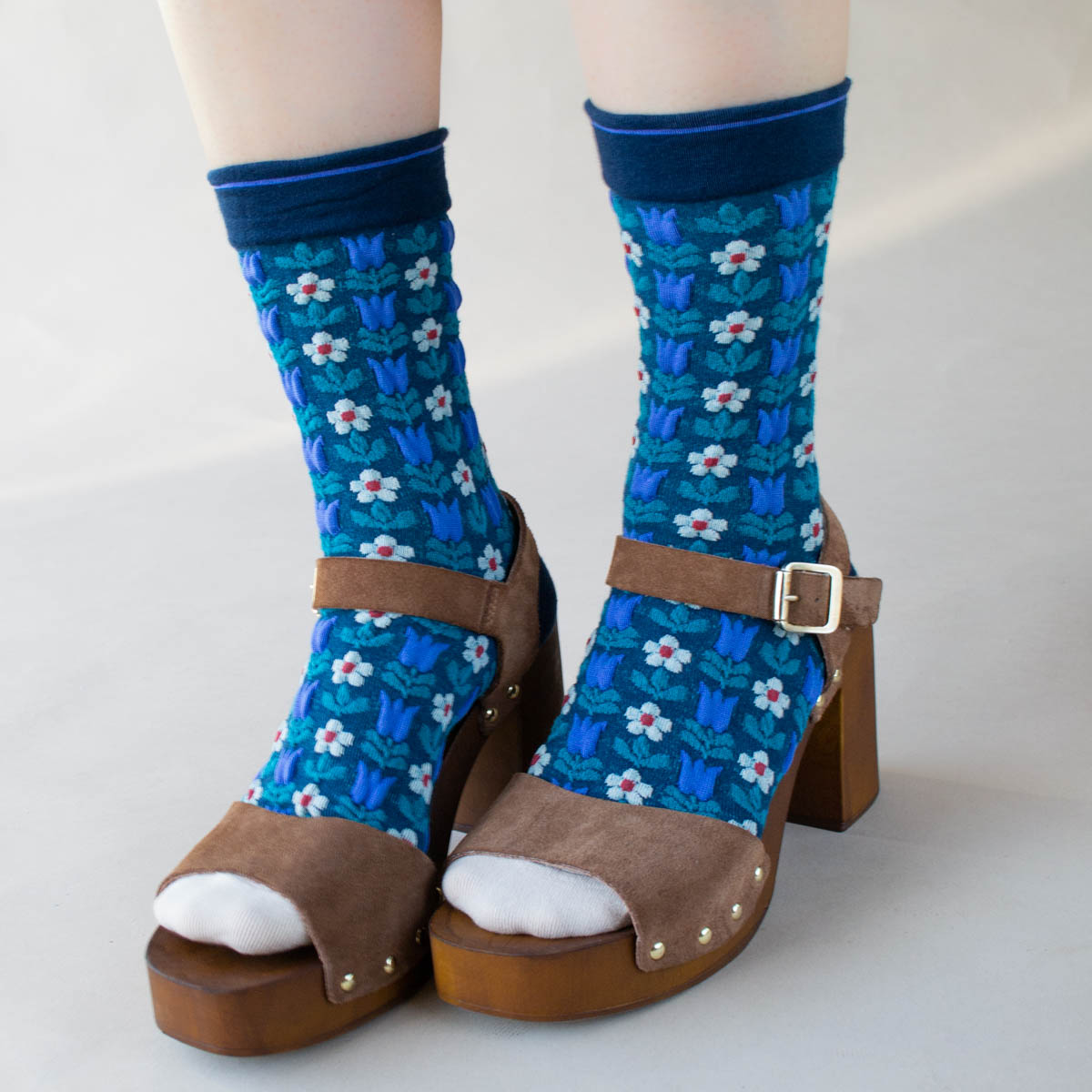 Blue/Navy Floral Socks