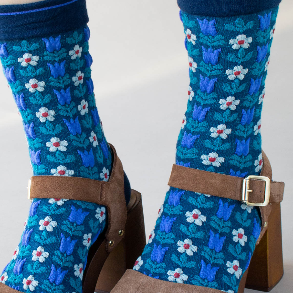 Blue/Navy Floral Socks
