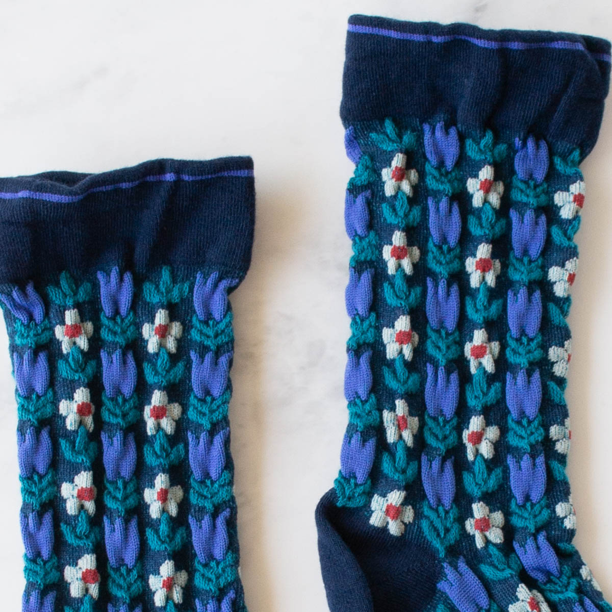 Blue/Navy Floral Socks