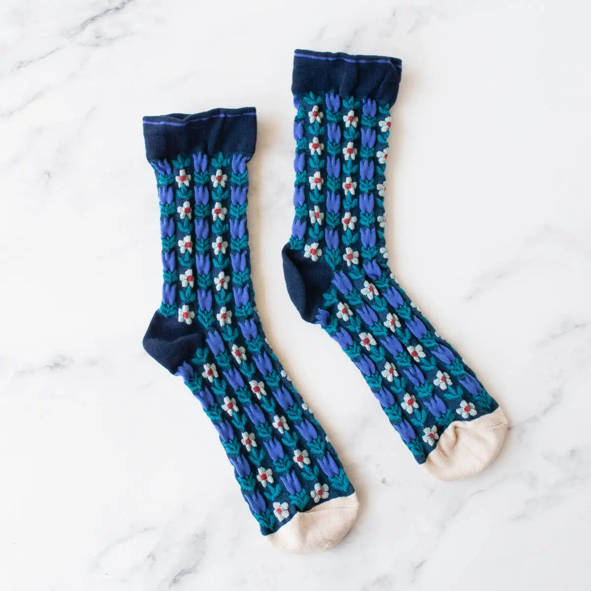 Blue/Navy Floral Socks