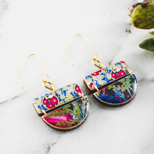 Bold Watercolor Floral Stacked Earrings