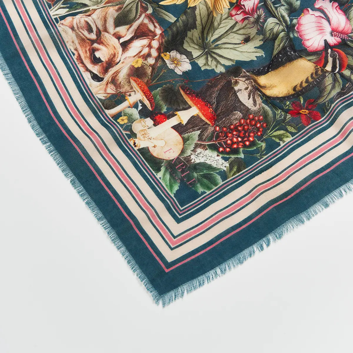 Botanical Teal Long Scarf by Fable England