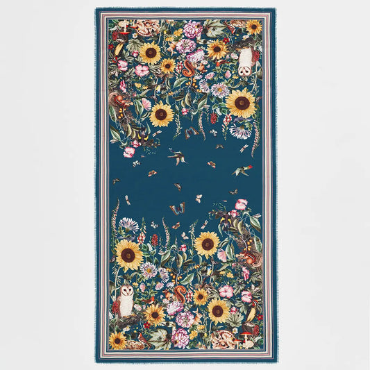 Botanical Teal Long Scarf by Fable England