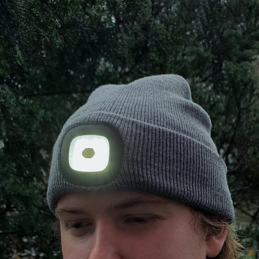 Bright LED Light Up Grey Beanie Hat