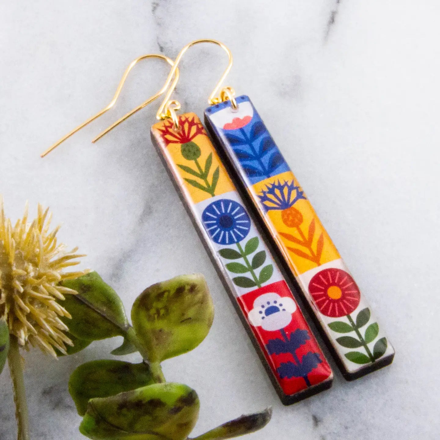 Bright Scandinavian Bar Earrings