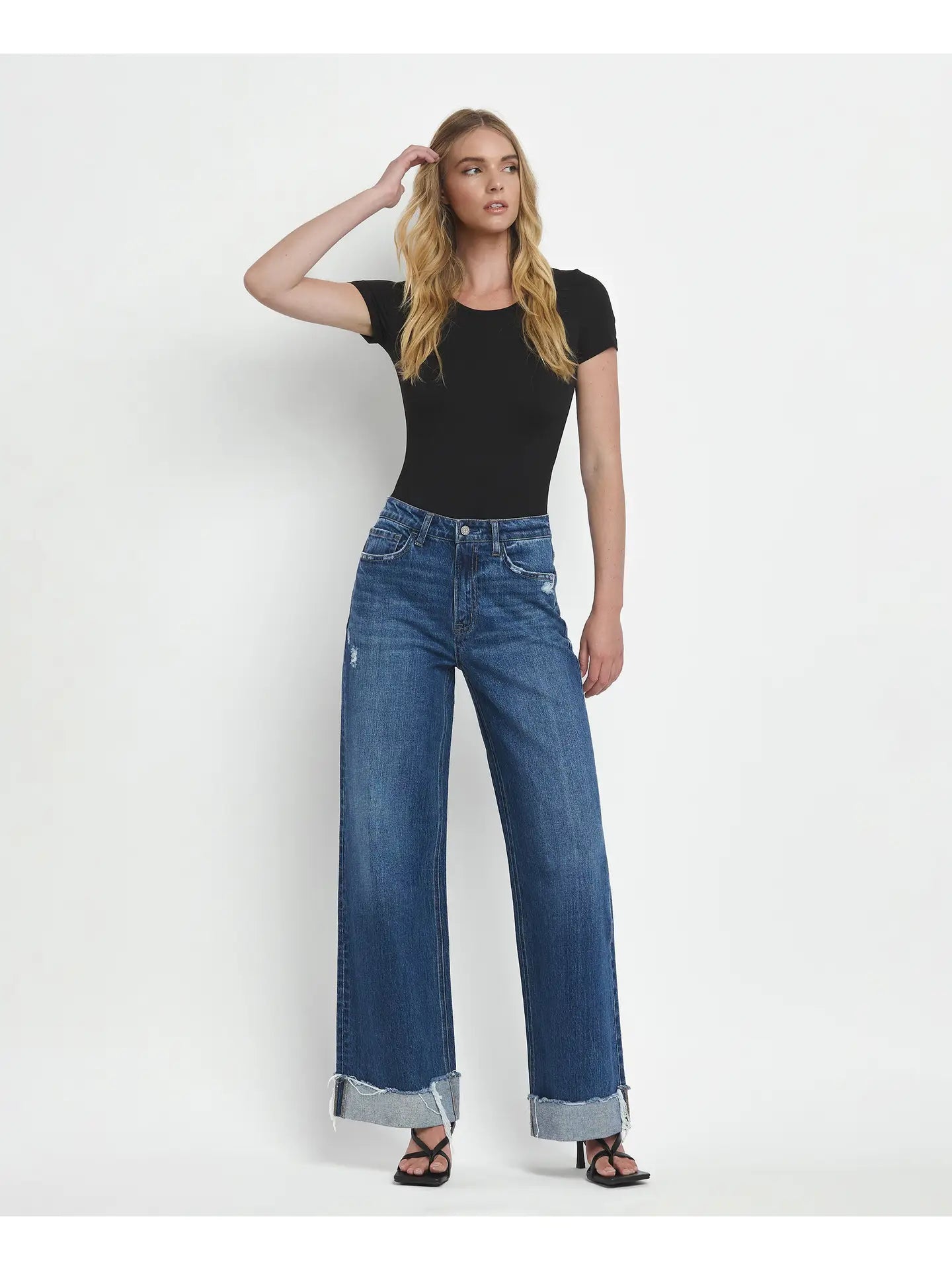 Brilliance Super High Rise Cuffed Baggy Wide Leg Jeans
