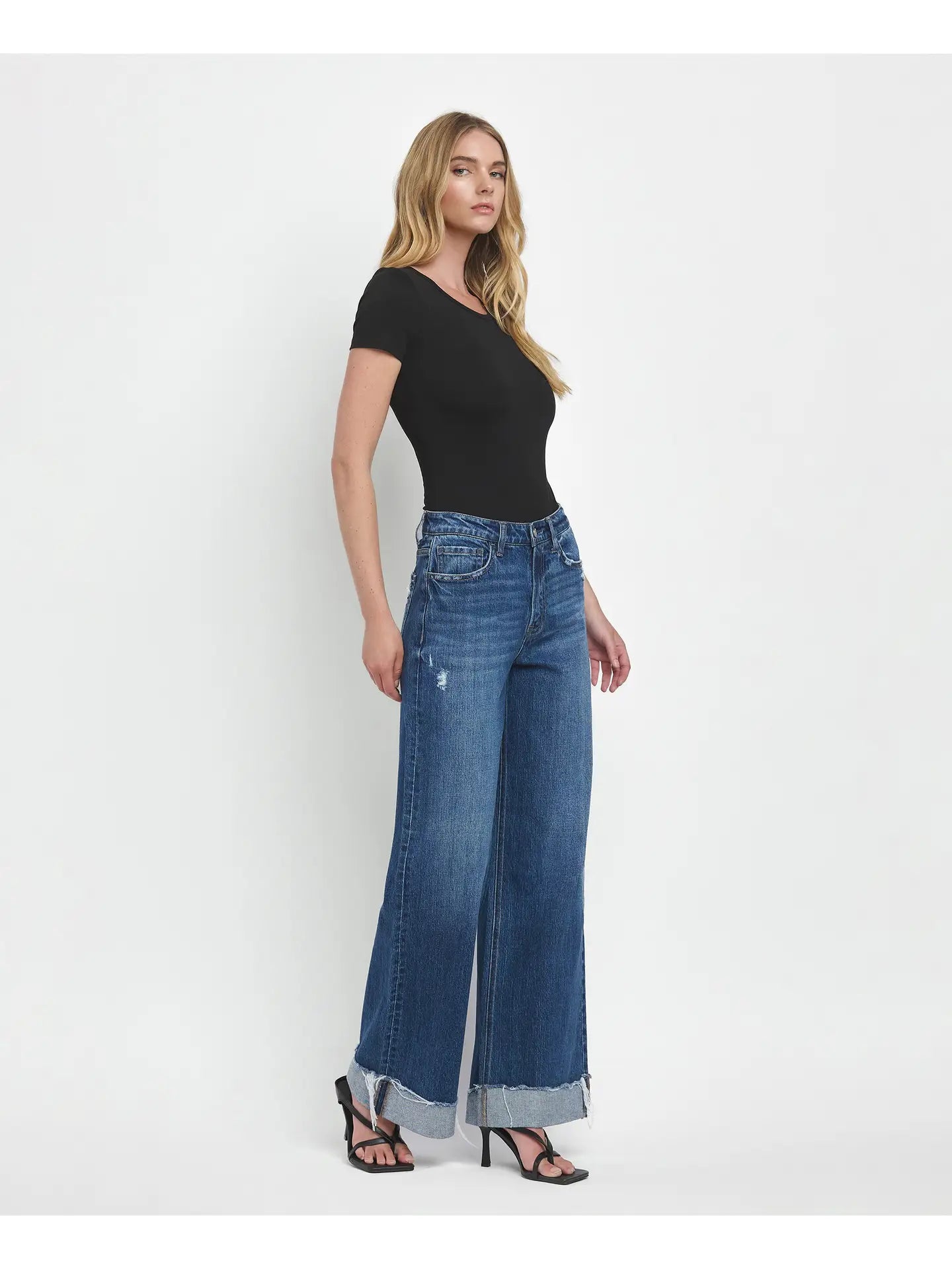 Brilliance Super High Rise Cuffed Baggy Wide Leg Jeans