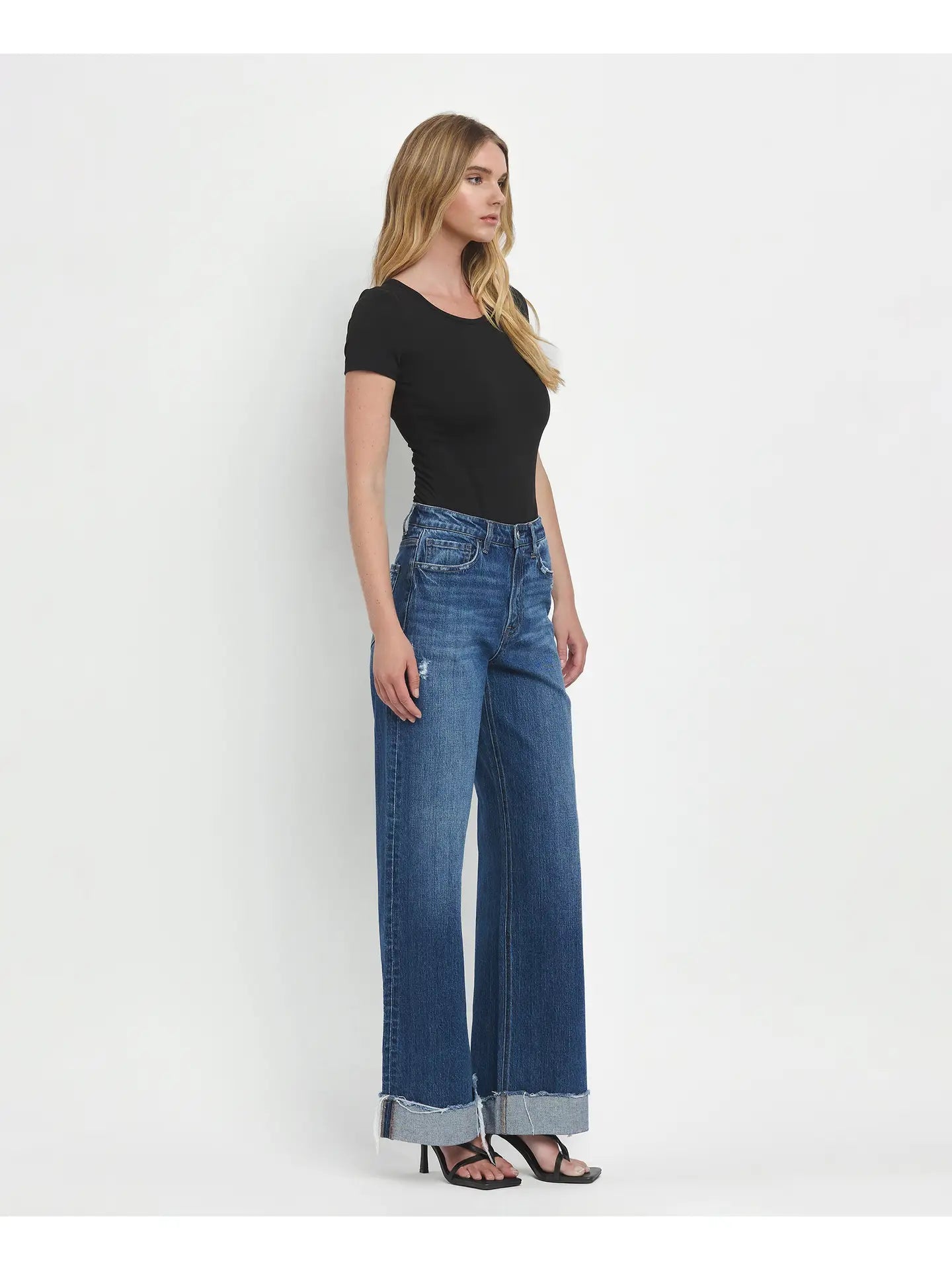Brilliance Super High Rise Cuffed Baggy Wide Leg Jeans