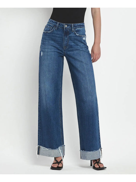 Brilliance Super High Rise Cuffed Baggy Wide Leg Jeans