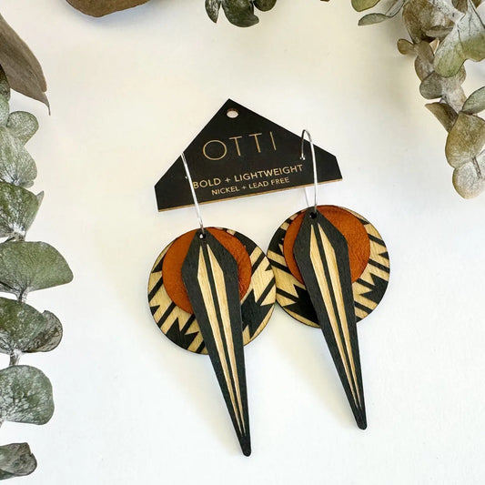 Brown Birch Naja Earrings by Otti