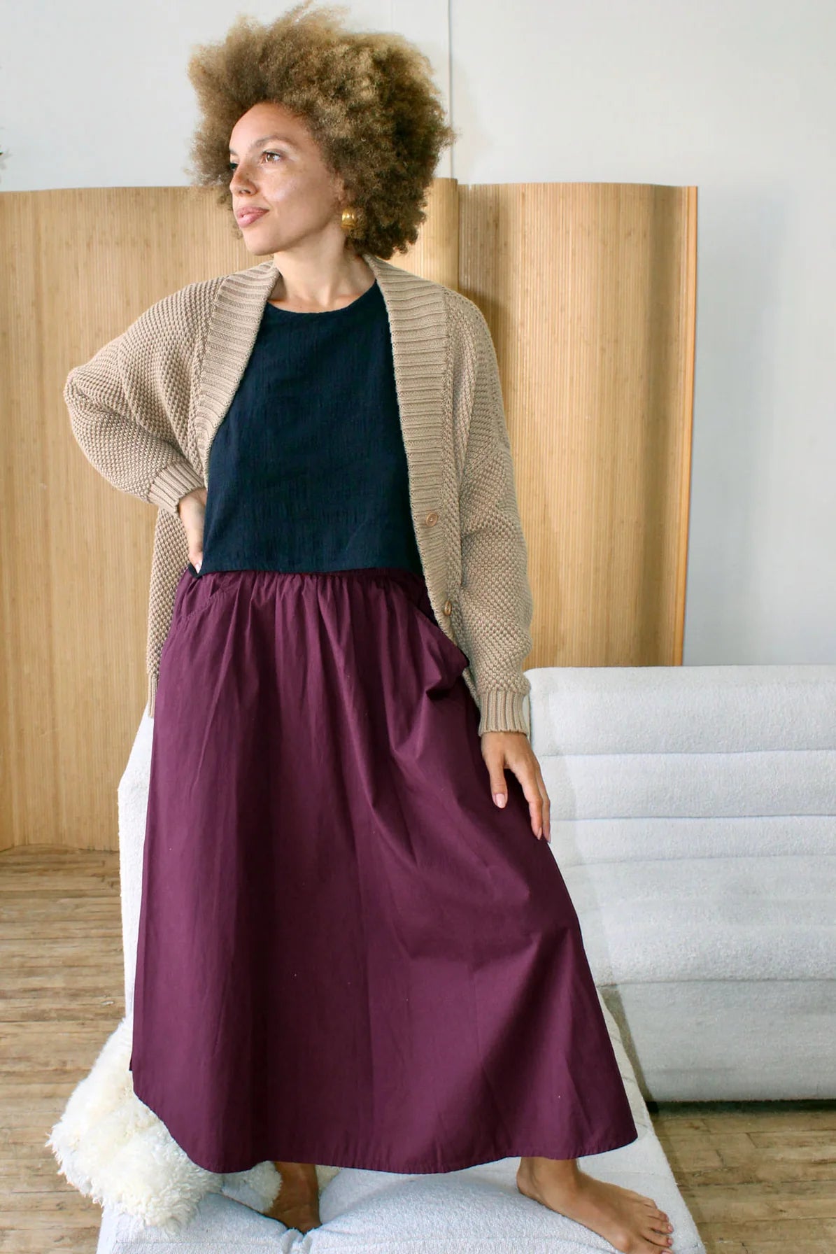 Burgundy Fawn Skirt by Curator SF