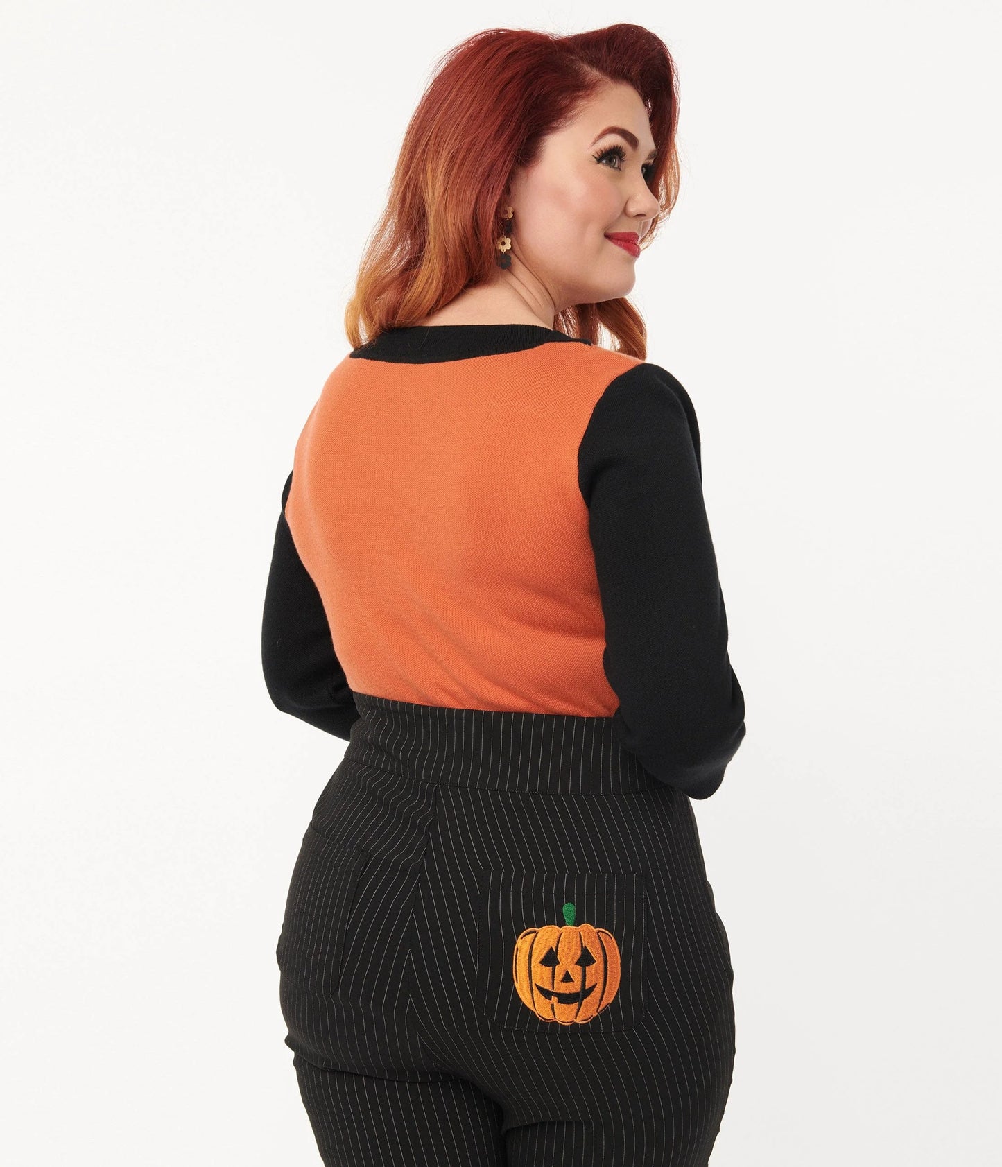 Burnt Orange & Black Cat Sleeve Minou Sweater