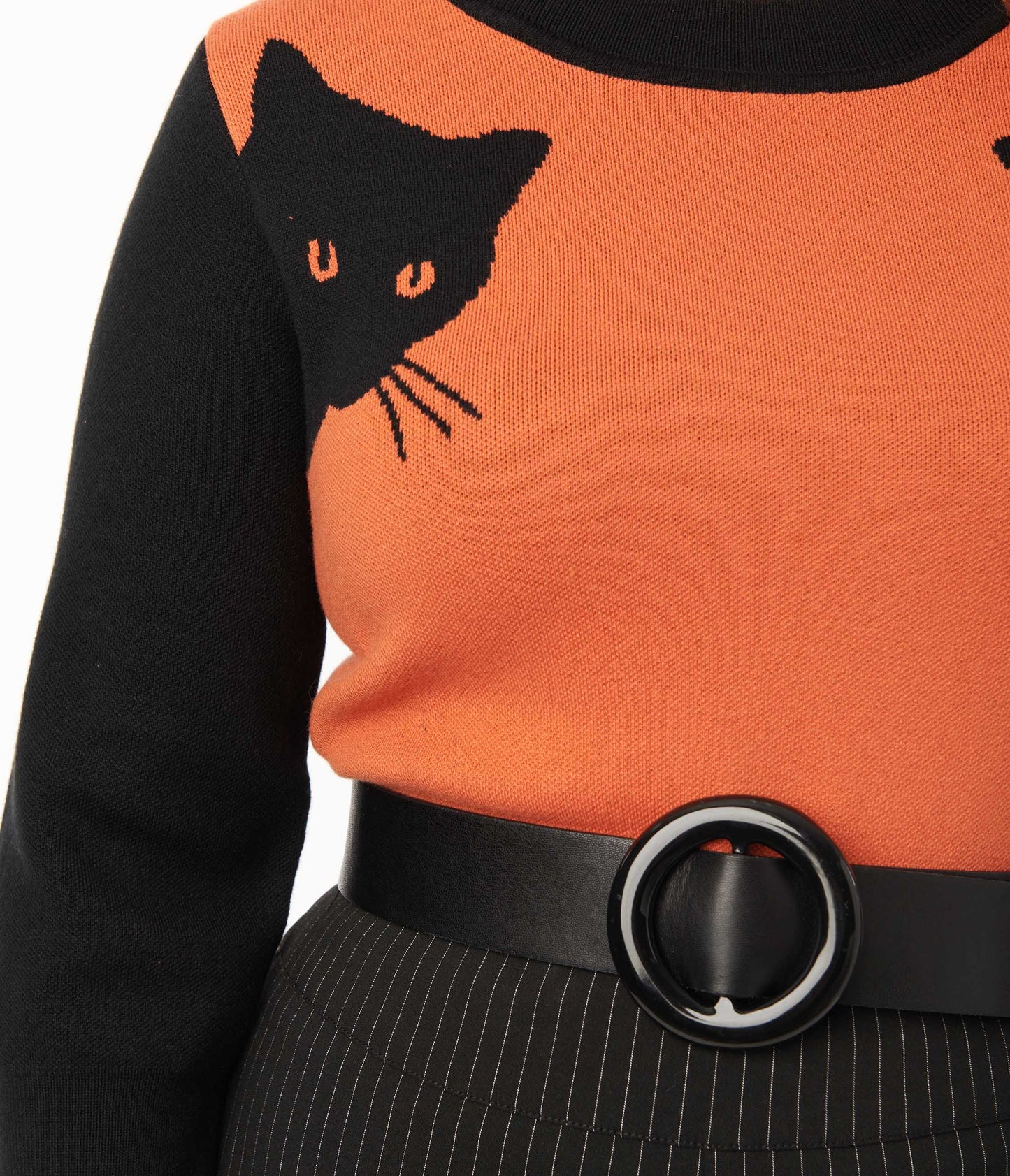 Burnt Orange & Black Cat Sleeve Minou Sweater