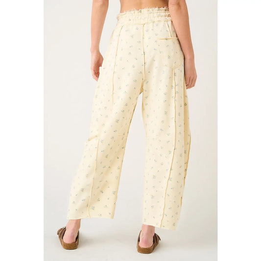 Butter Floral Pull On Barrel Pants