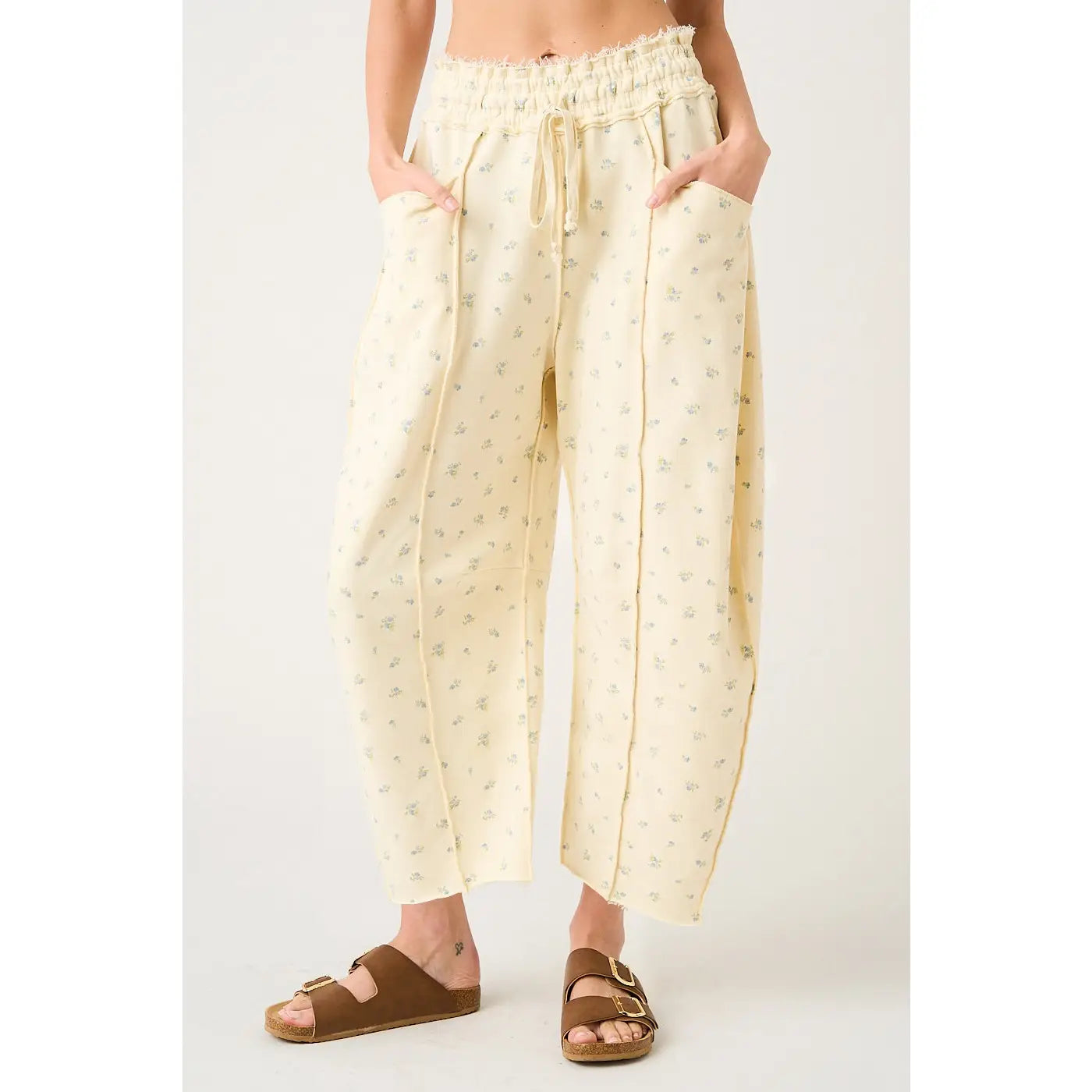 Butter Floral Pull On Barrel Pants