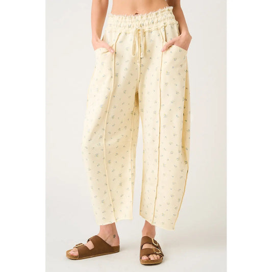 Butter Floral Pull On Barrel Pants