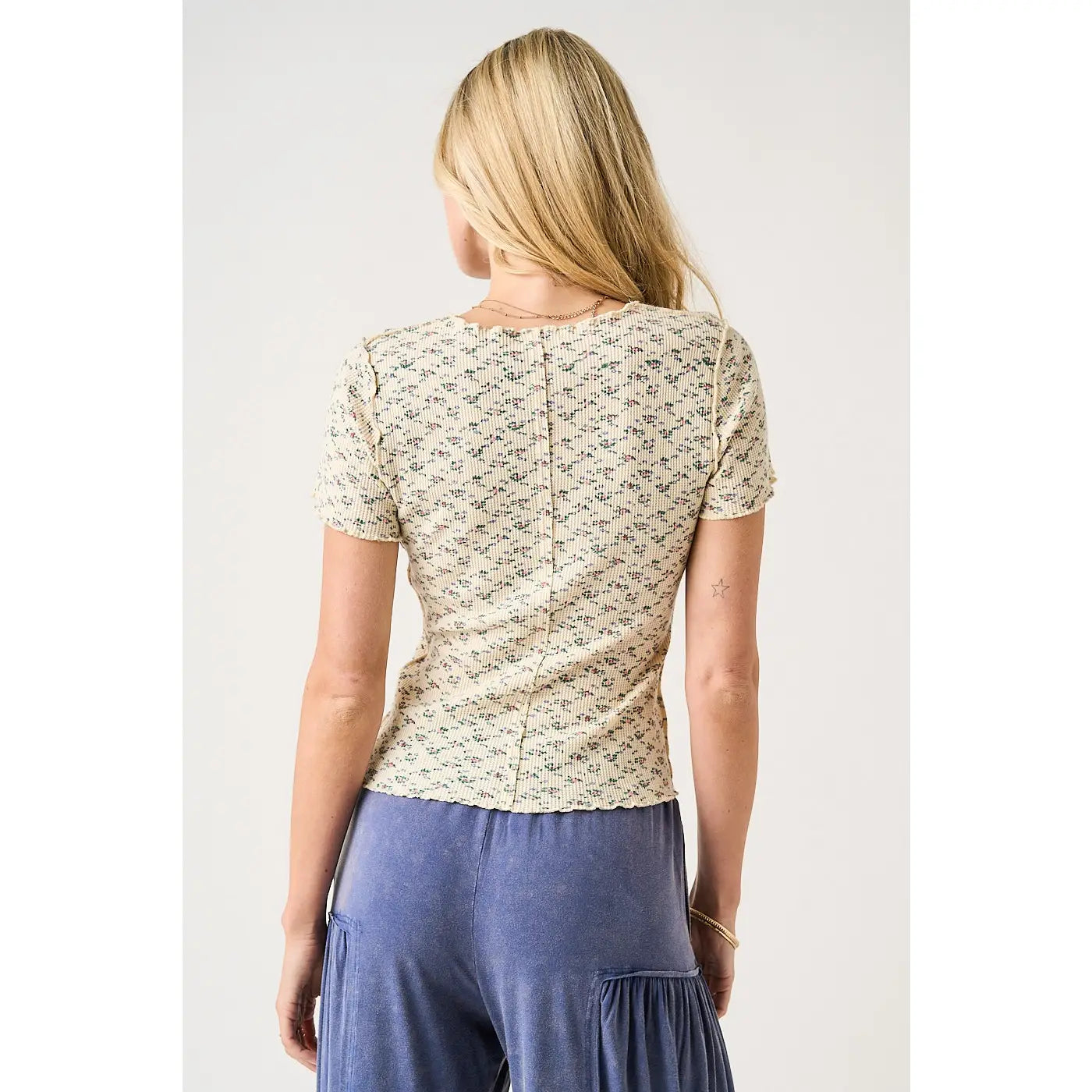 Buttercream Floral Print Waffle Knit Top