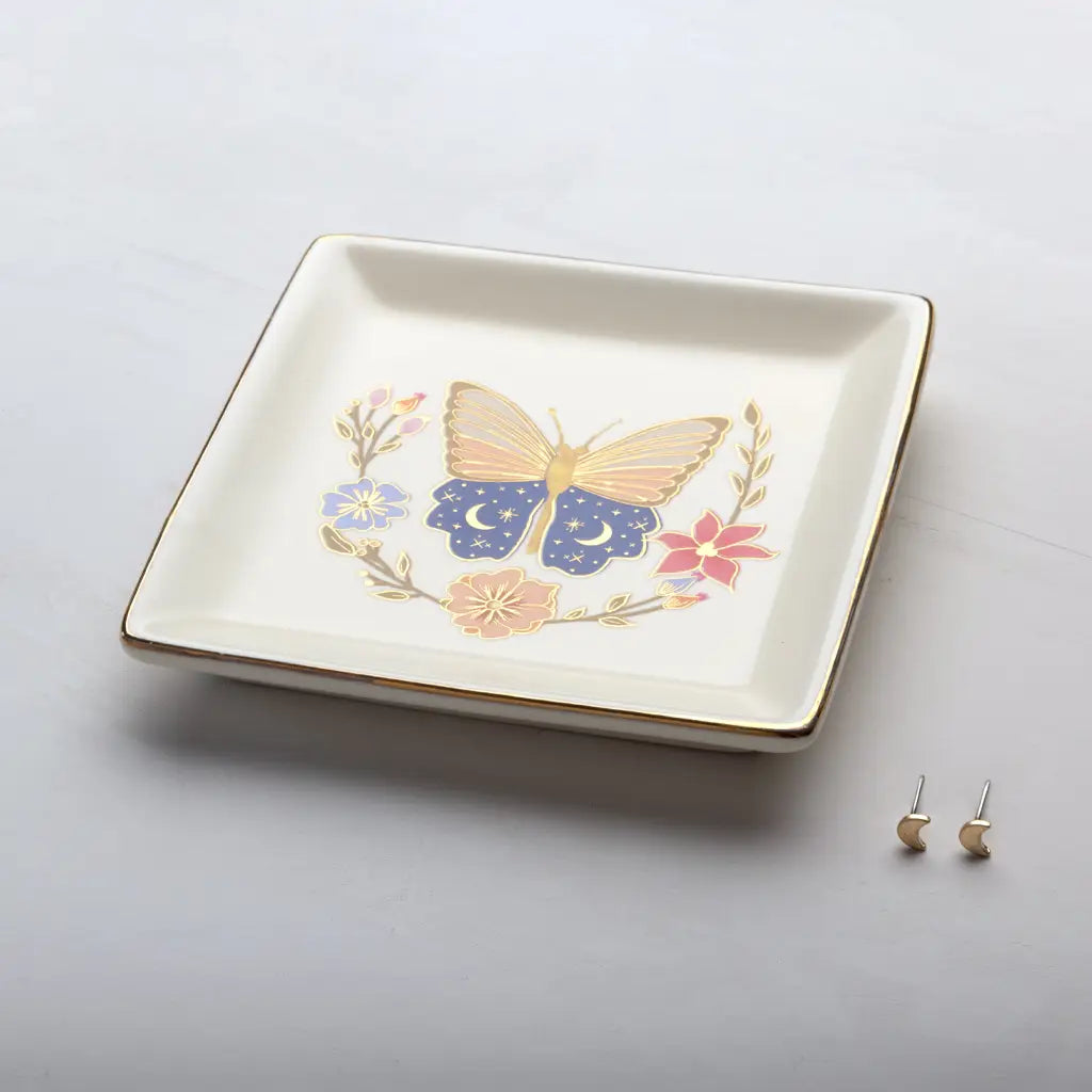Butterfly Jewelry Dish & Stud Earring Set