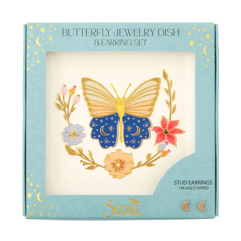 Butterfly Jewelry Dish & Stud Earring Set