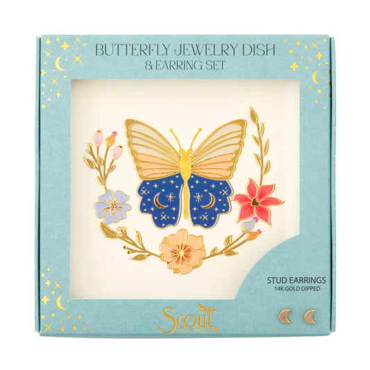 Butterfly Jewelry Dish & Stud Earring Set