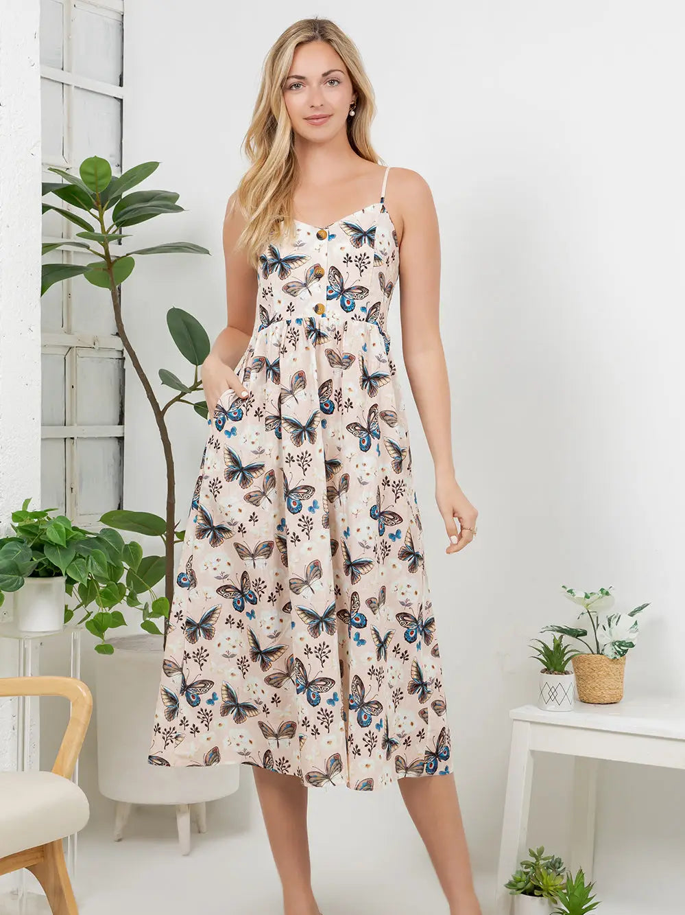 Butterfly Print Cami Dress