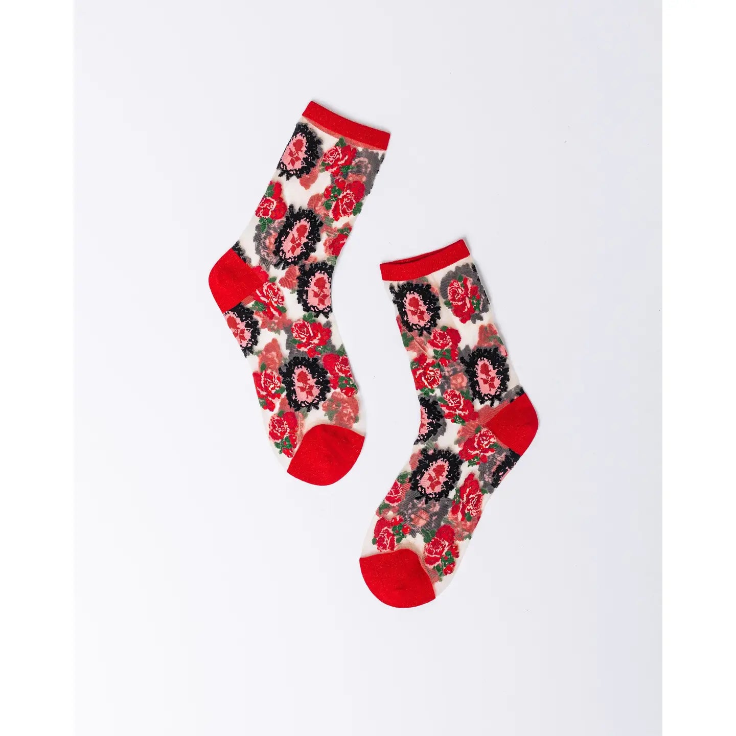 Cameo Rose Sheer Crew Socks