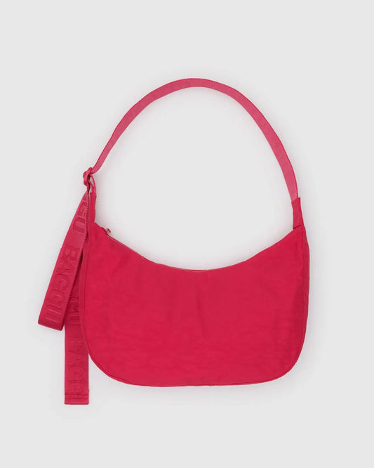 Candy Apple Red Medium Nylon Crescent Baggu Bag