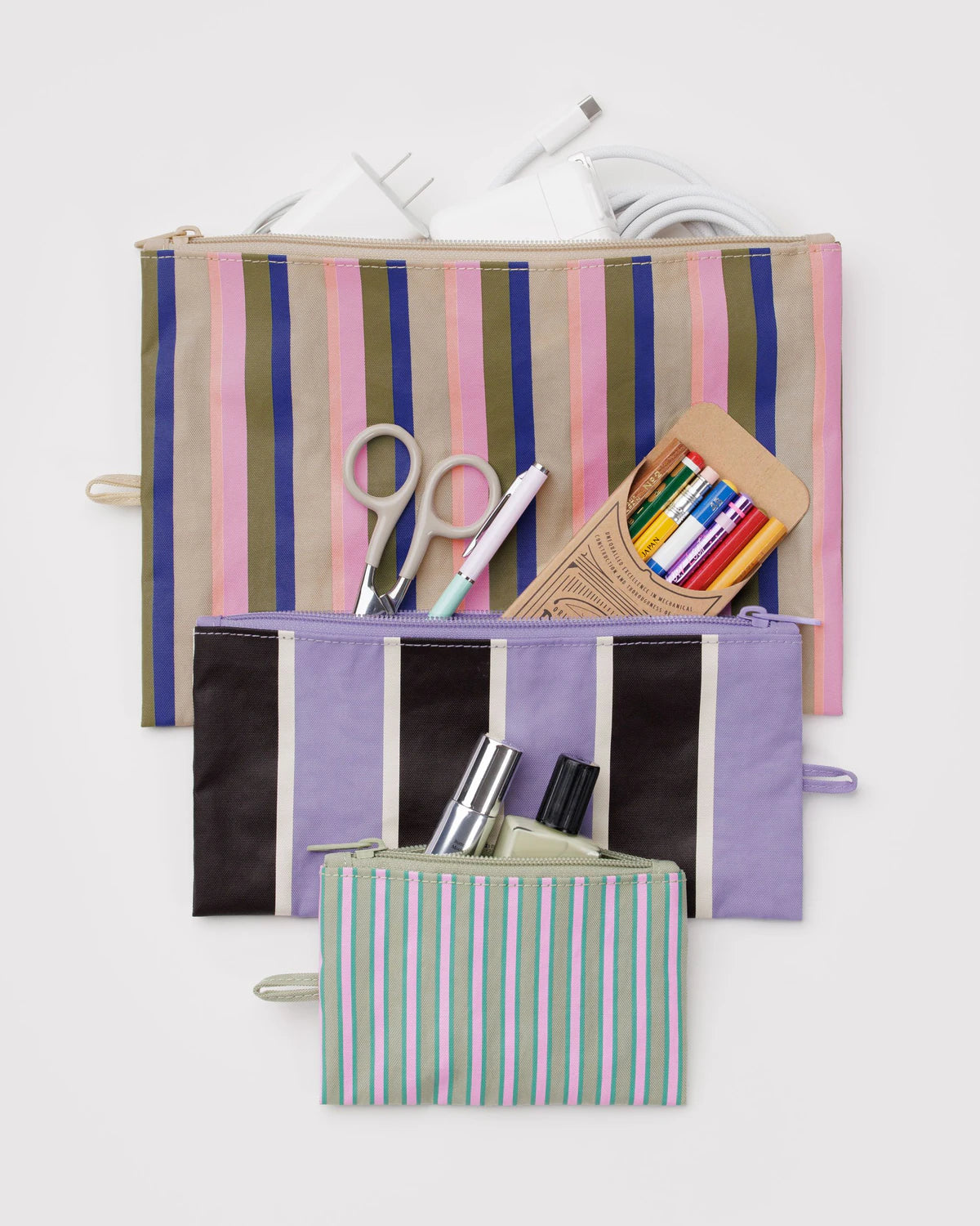 Candy Shop Stripes Flat Pouch Set by Baggu