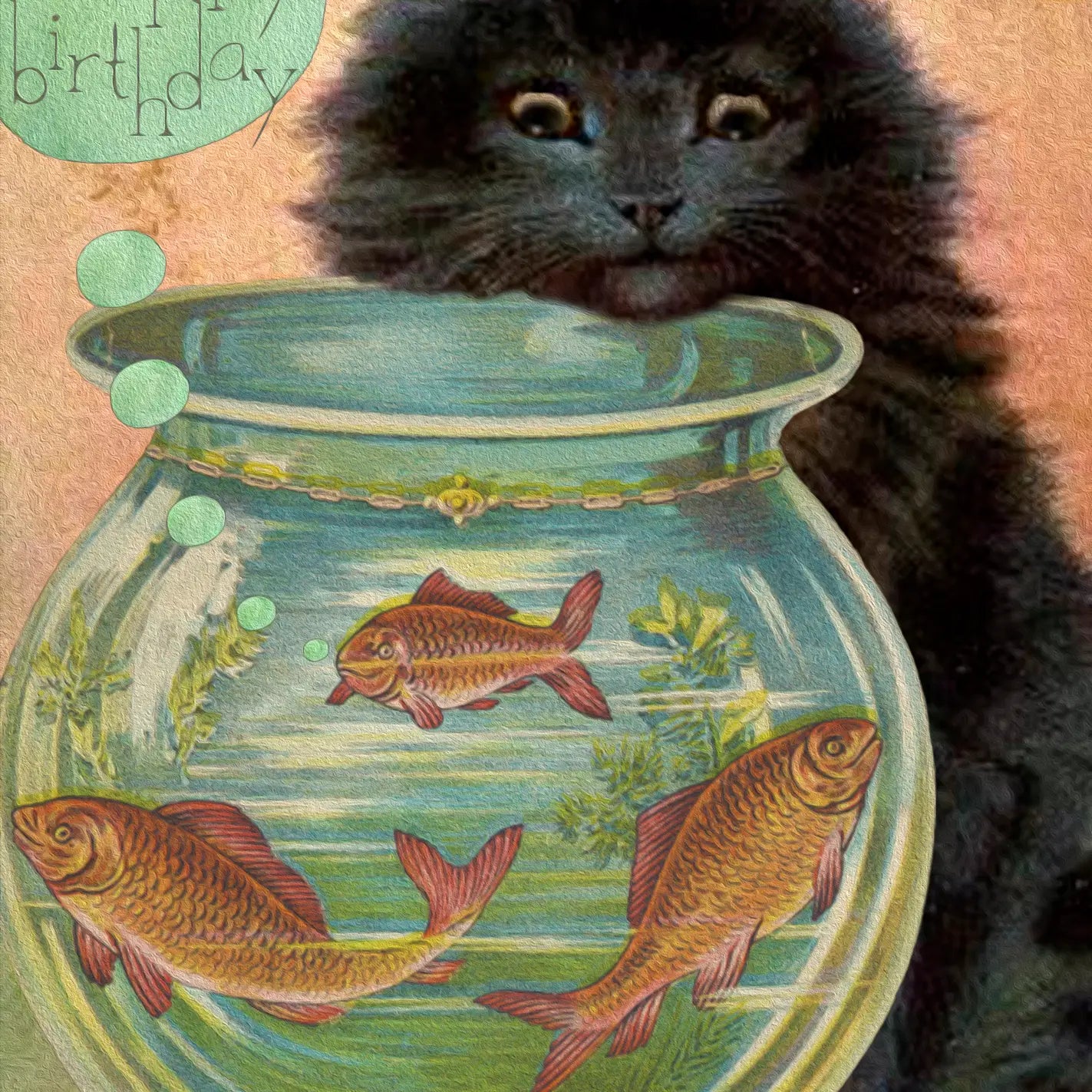 Cat & Fishbowl Birthday Card