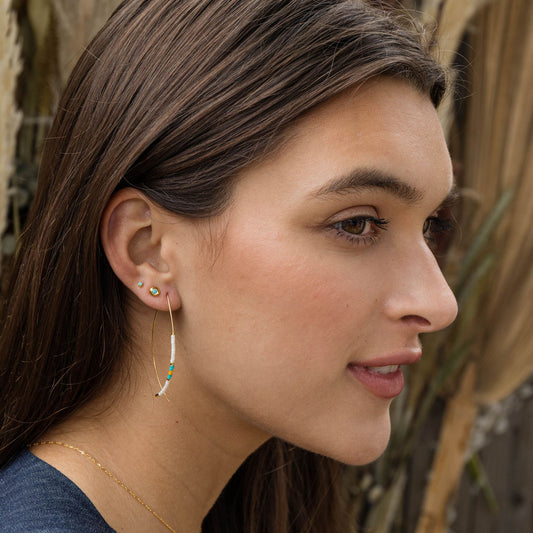 Champagne Marquise Threader Hoops