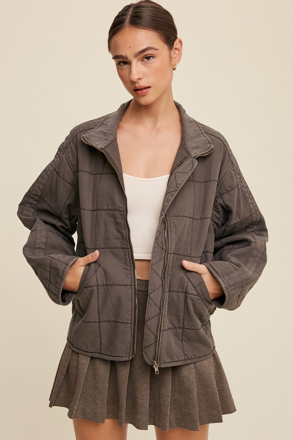 Charcoal Quilted Jacket Lucinda's