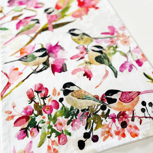 Chickadees Tea Towel