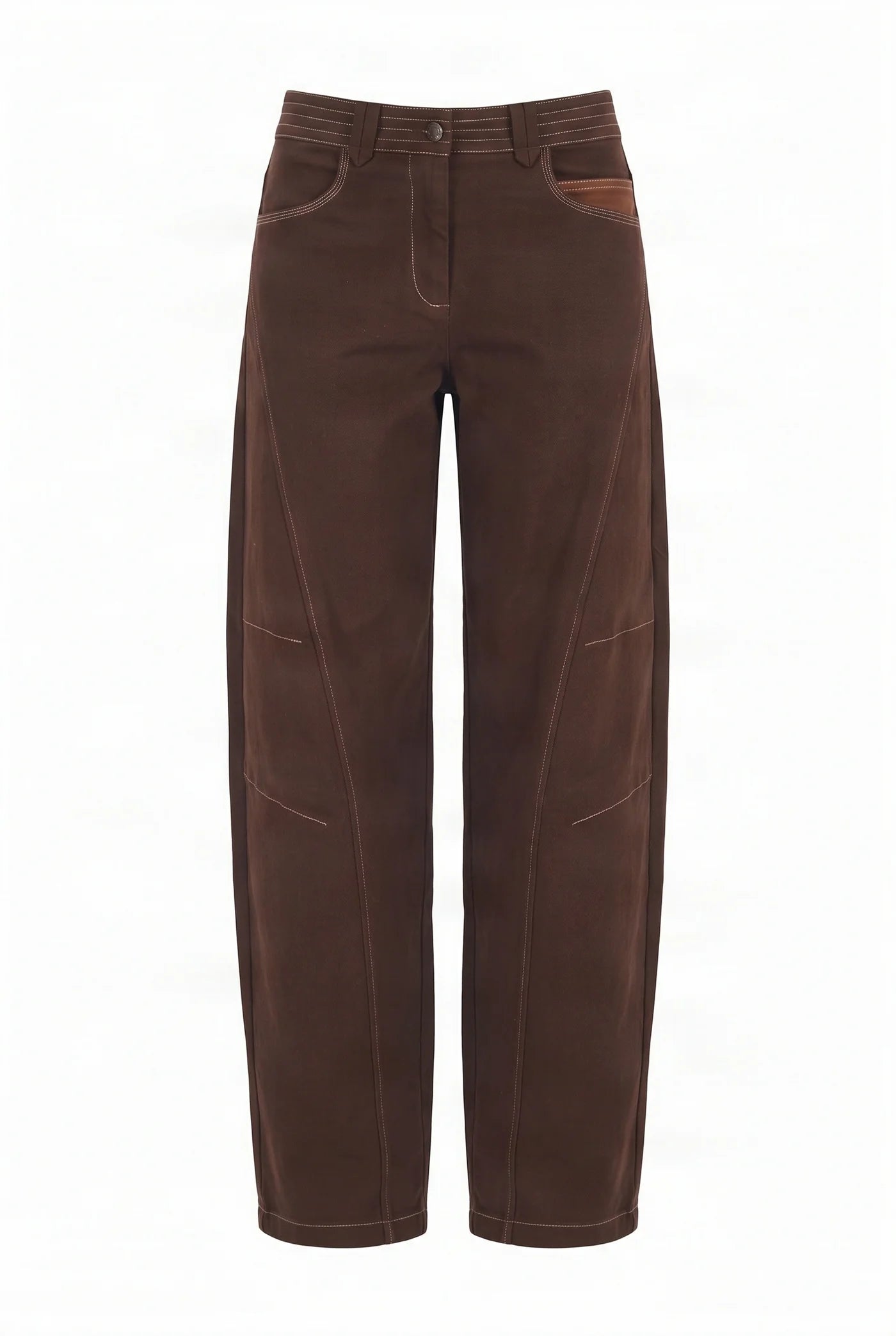 Chocolate Amelia Barrel Leg Trouser by Komodo
