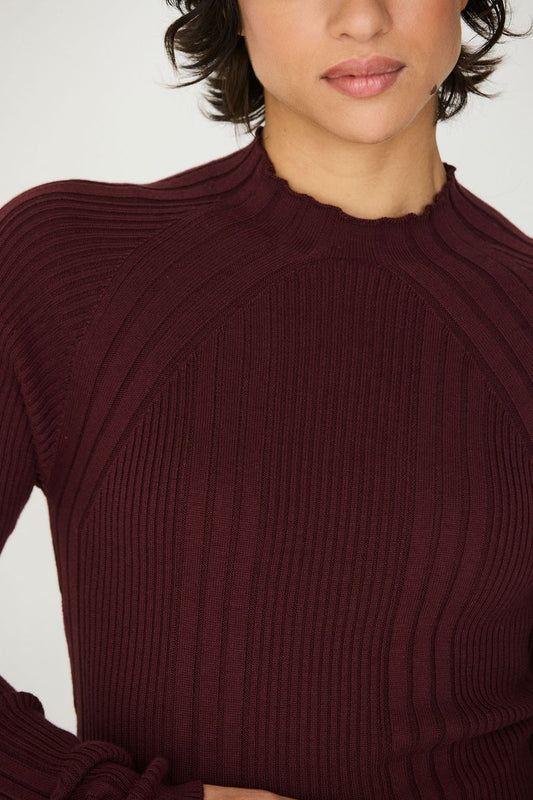 Chocolate Anuket Mock Neck Top by SKFK