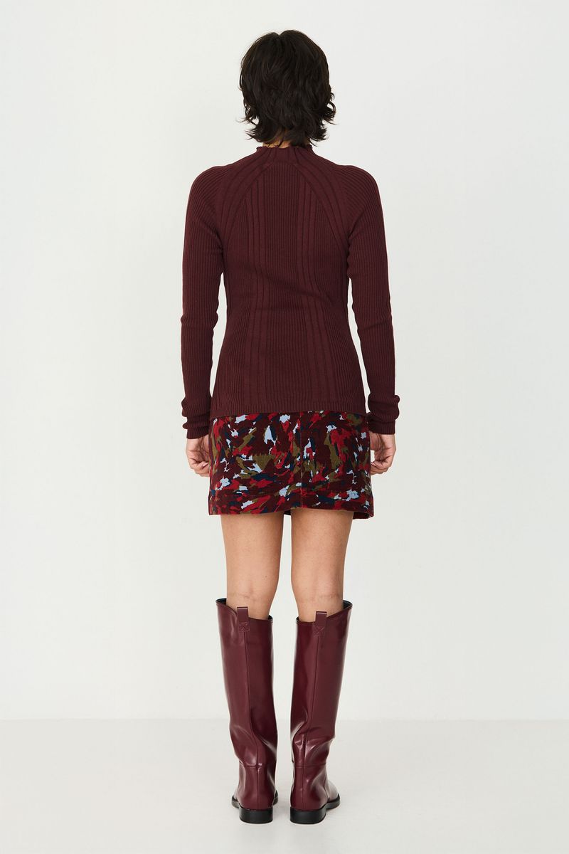Chocolate Anuket Mock Neck Top by SKFK