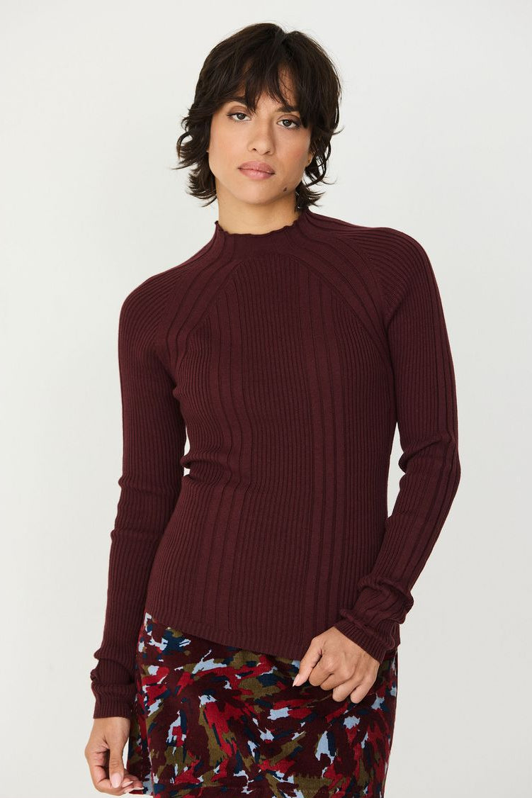 Chocolate Anuket Mock Neck Top by SKFK