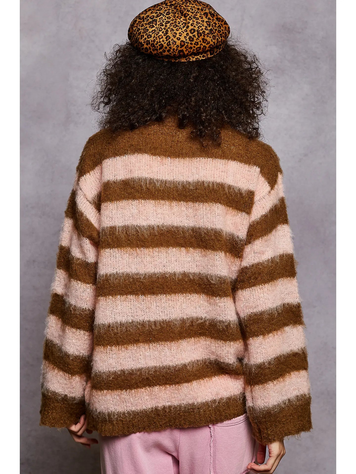 Chocolate & Peach Striped Sweater