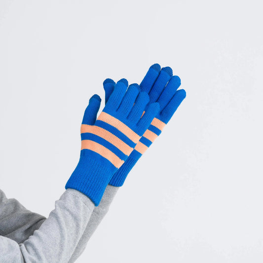 Cobalt Peach Striped Touchscreen Gloves