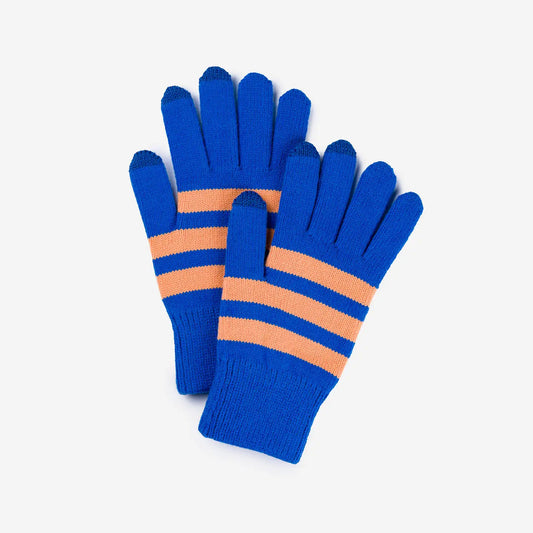 Cobalt Peach Striped Touchscreen Gloves