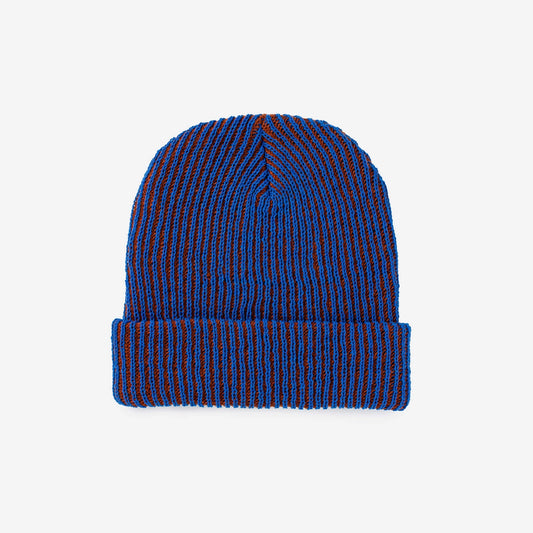 Cobalt Rust Simple Rib Knit Beanie