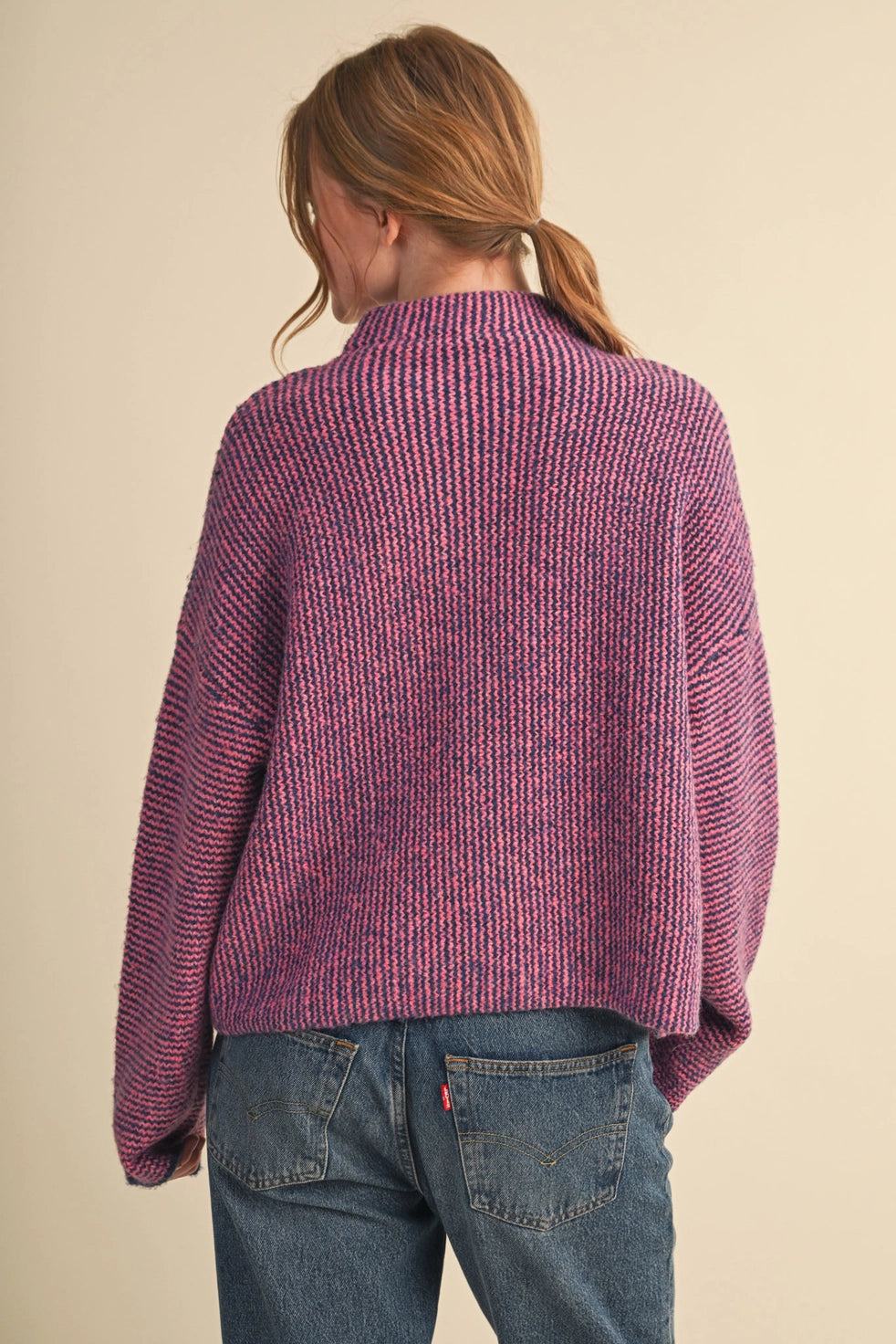 Coral & Indigo Striped Cardigan with Colorful Buttons