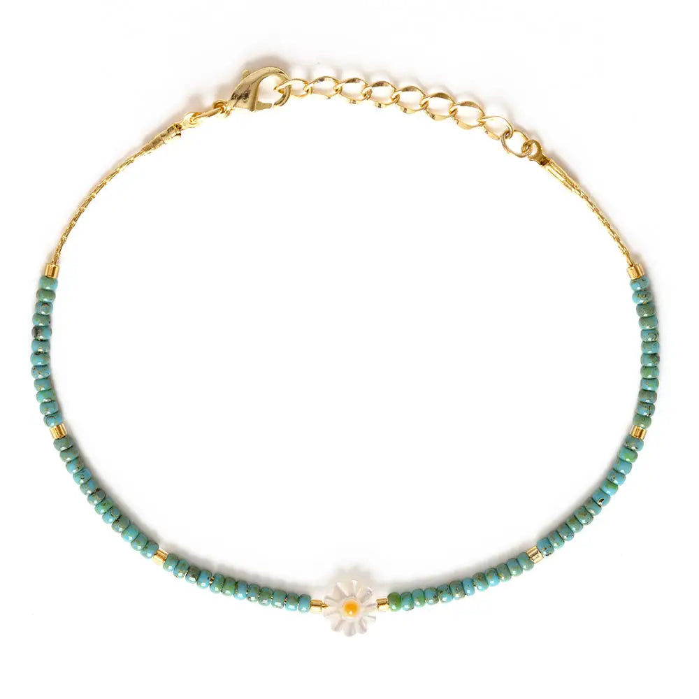 Daisy Picasso Blue Miyuki Bead Bracelet