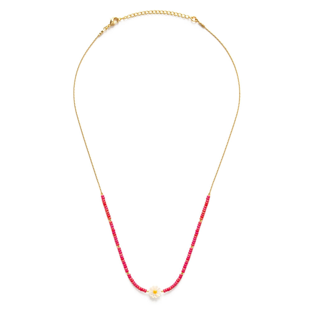 Daisy Coral Miyuki Bead Necklace