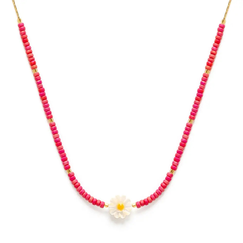 Daisy Coral Miyuki Bead Necklace