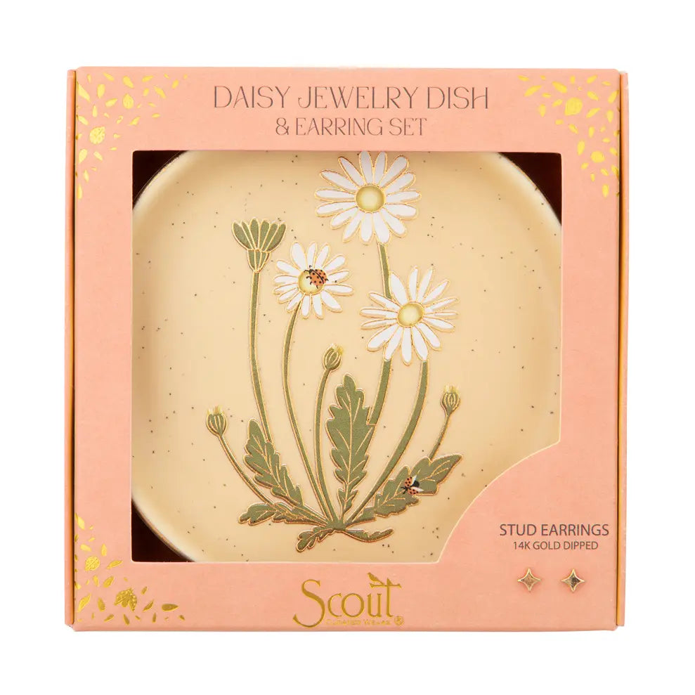 Daisy Jewelry Dish & Stud Earring Set