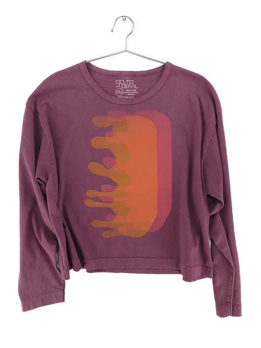 Dark Cherry Blob Women's Long Sleeve Crop Tee by Go To Devil