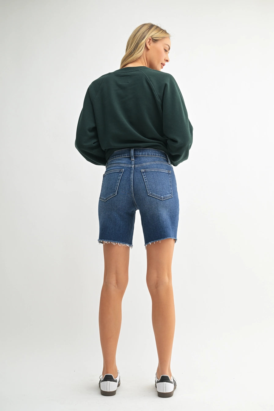 Dark Denim Raw Edge Shorts