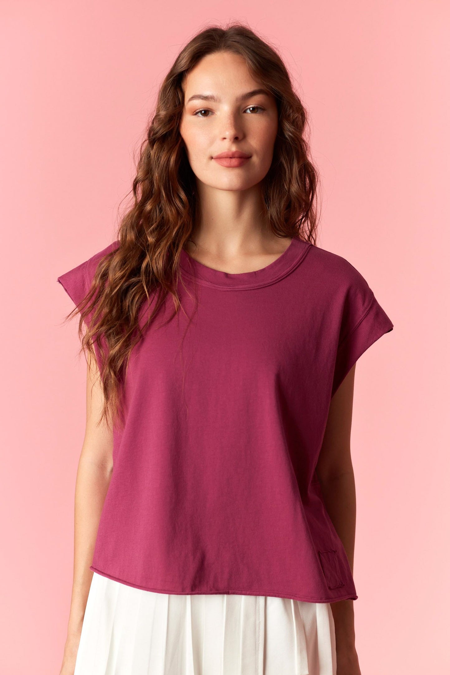 Dark Magenta Sleeveless Crop Top