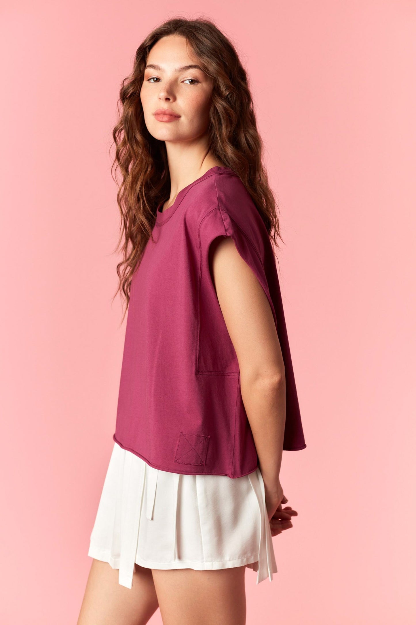 Dark Magenta Sleeveless Crop Top